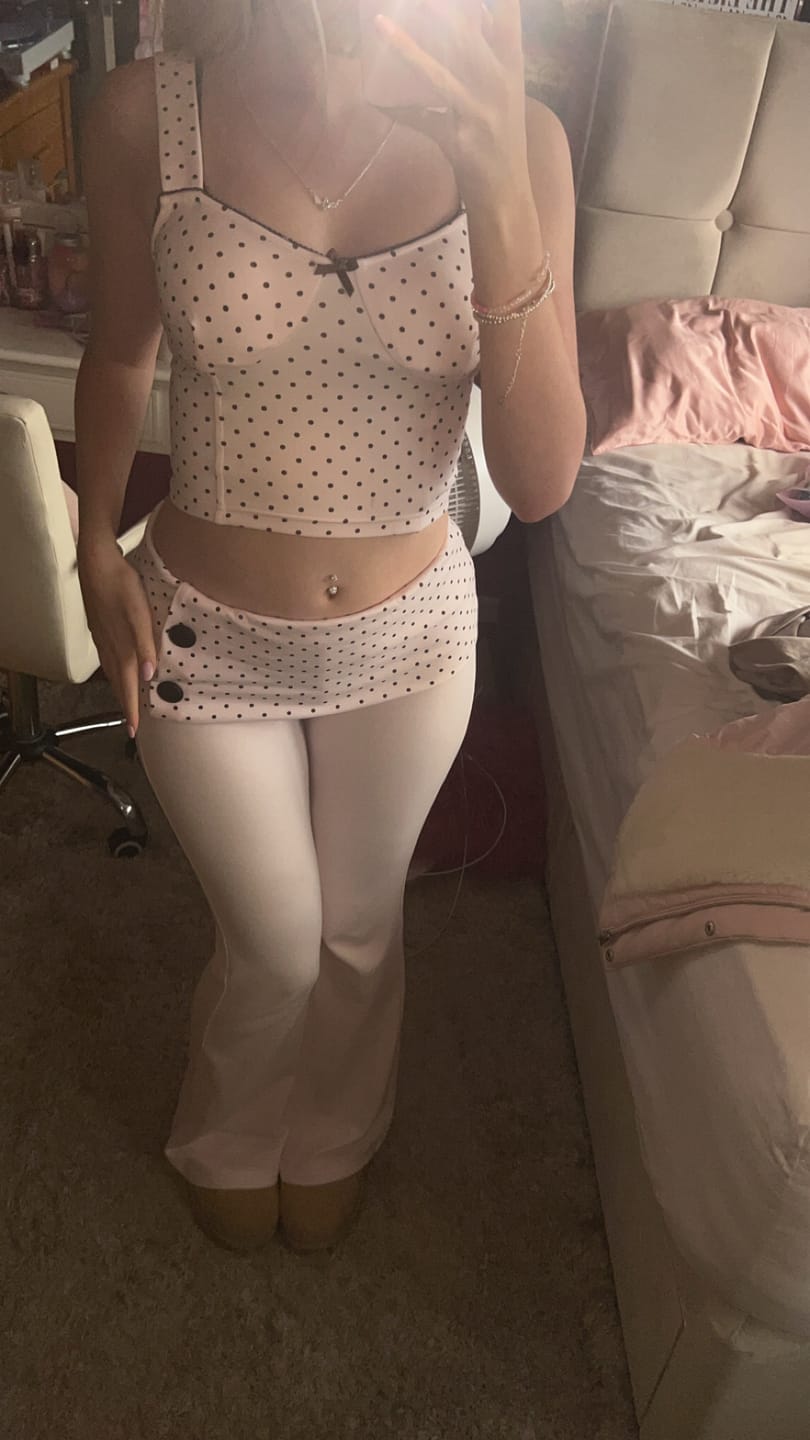 Customer photo review of Whimsy Doll Cotton Active Top（Brown Polka）