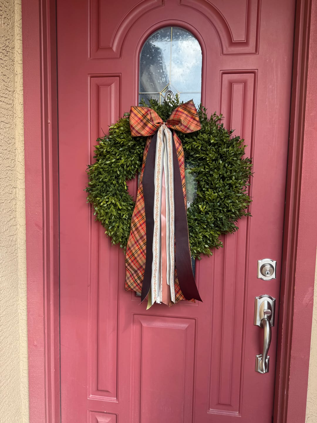 Customer photo review of Harvest Plaid Wreath Ribbon