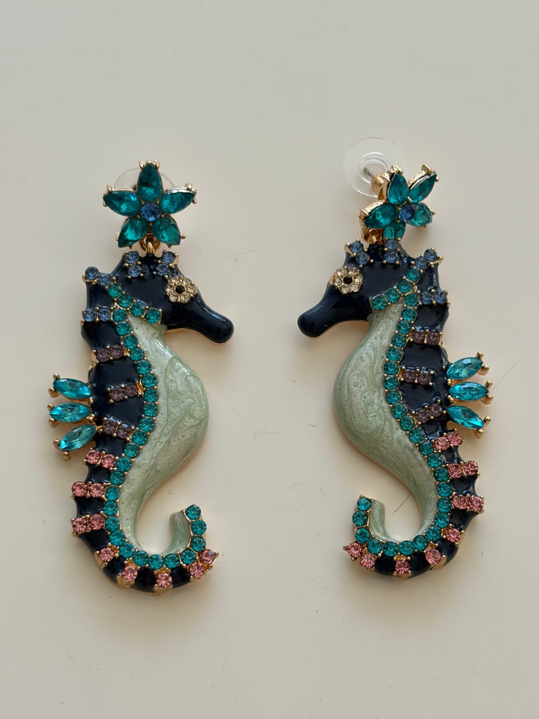 Customer photo review of Sparkling Crystal Earrings: Seahorse