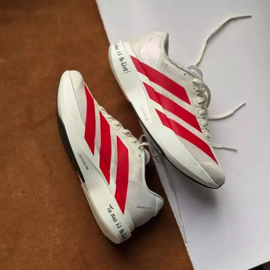 Customer photo review of Adidas Adizero EVO SL Off White Better Scarlet - ADS