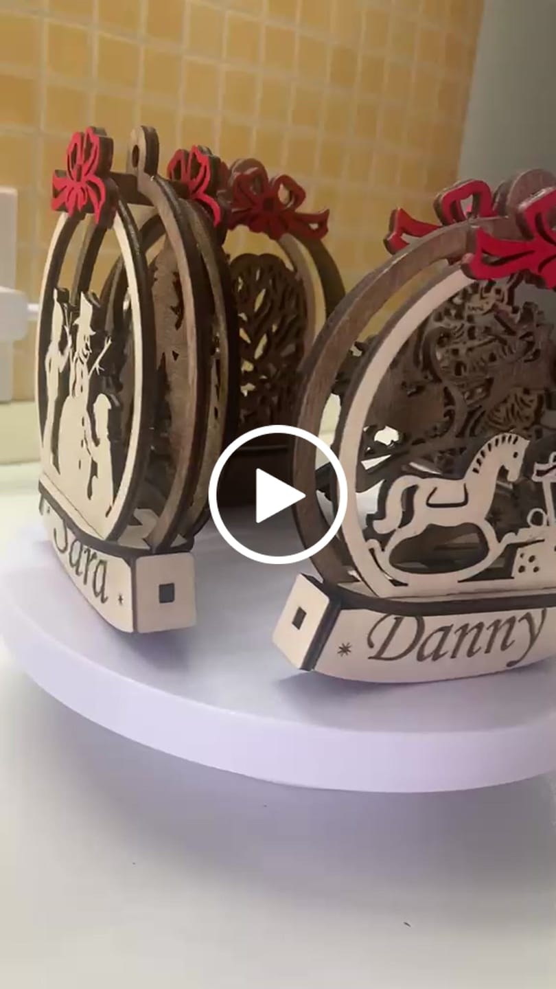 Customer video review of 3D Christmas Snow Globe Ball Ornaments Laser Cut SVG