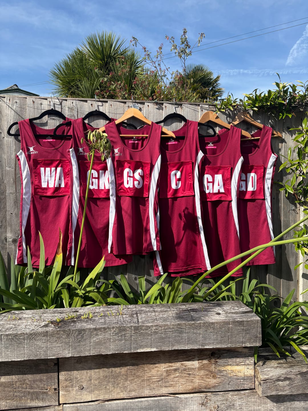 Customer photo review of Netball Velcro Patches Set Crimson & White