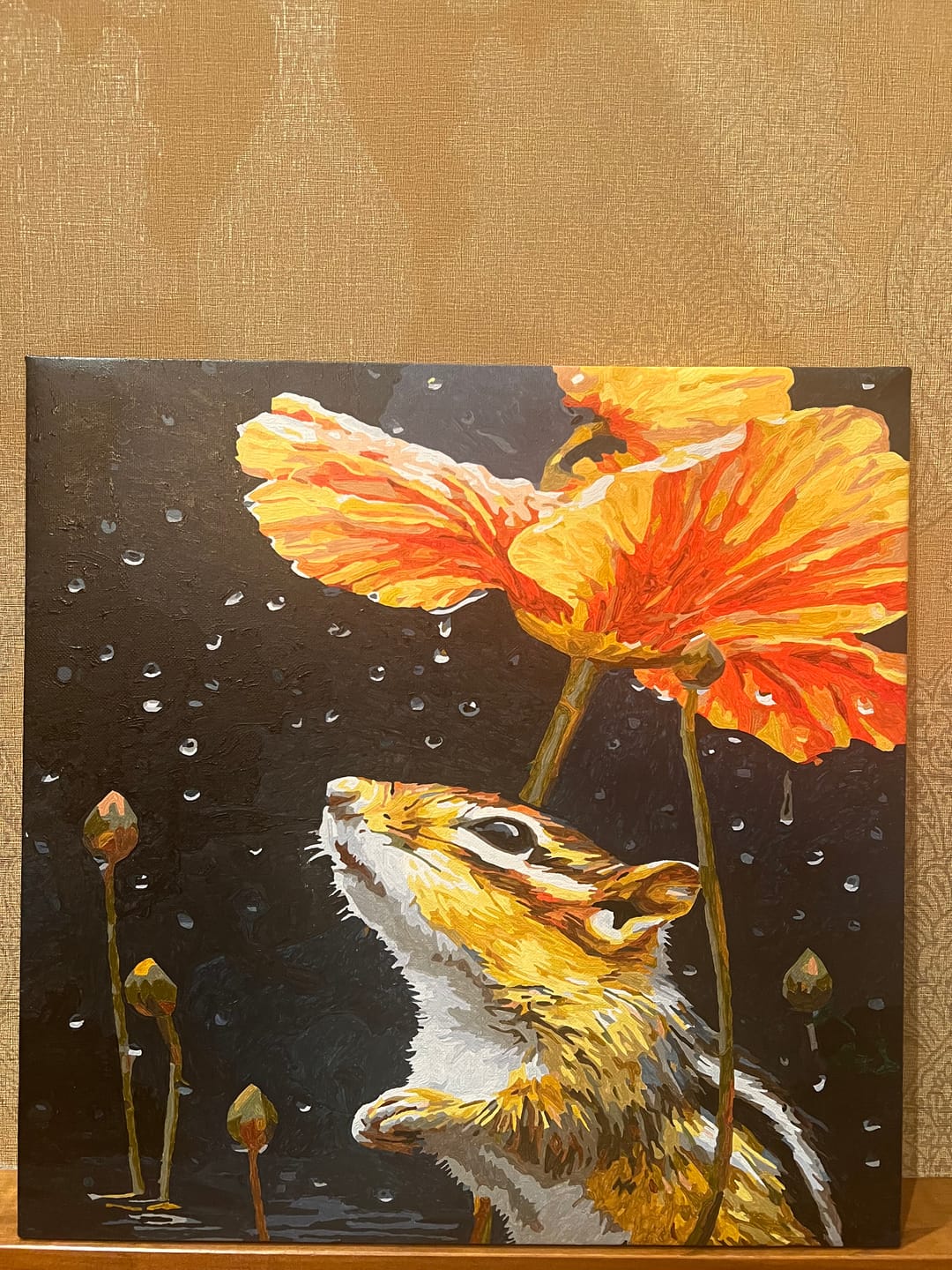 Customer photo review of Chipmunk Under Flower Umbrella (Paint by Numbers)