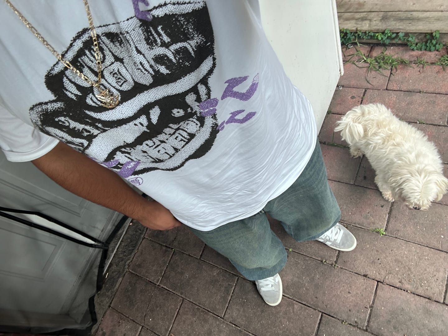 Customer photo review of MENACING GRILLZ WHITE TEE