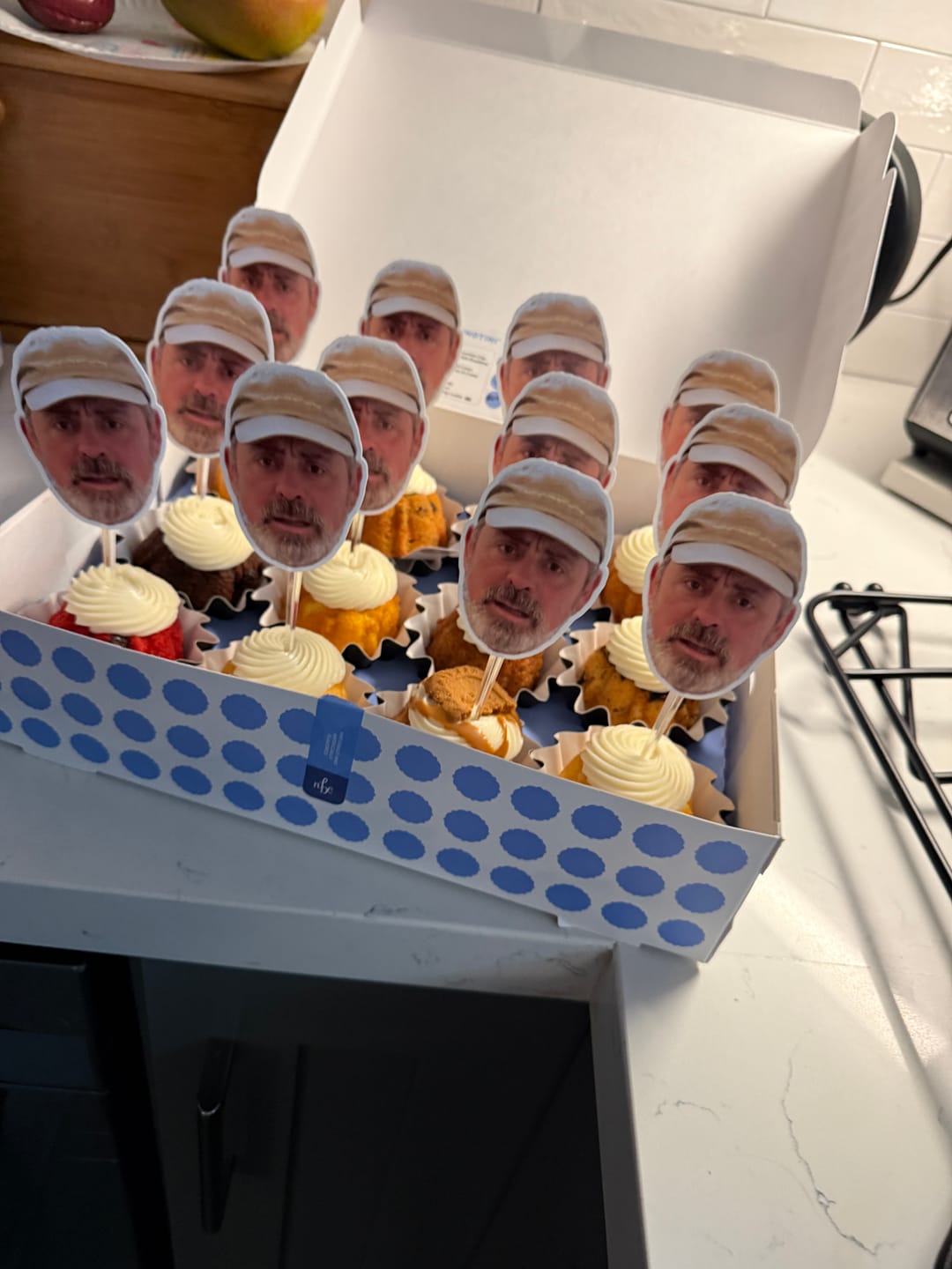 Customer photo review of Custom Photo Face Cupcake Toppers