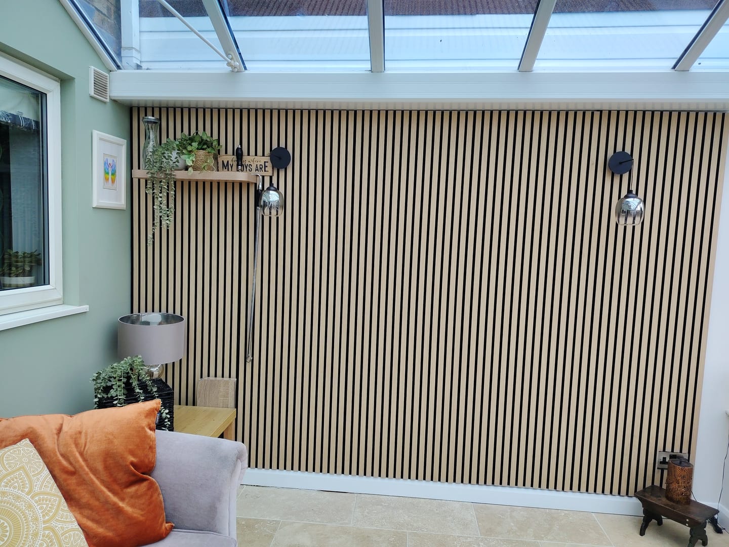 Customer photo review of Acoustic Slat Wall Panels Wooden Decorative Wall Panels Natural Oak Premium 2.4m x 0.6m