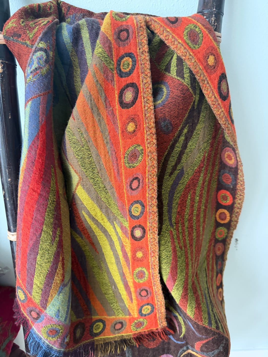 Customer photo review of Merino Wool Abstract Shawl ~ Autumn color