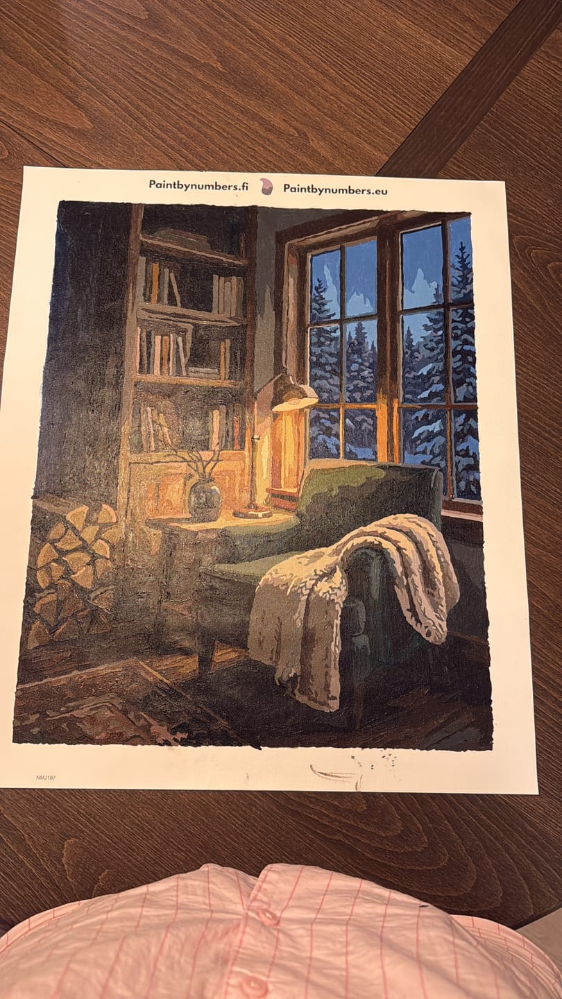 Customer photo review of Armchair by Winter Window 40x50cm - Paint By Numbers