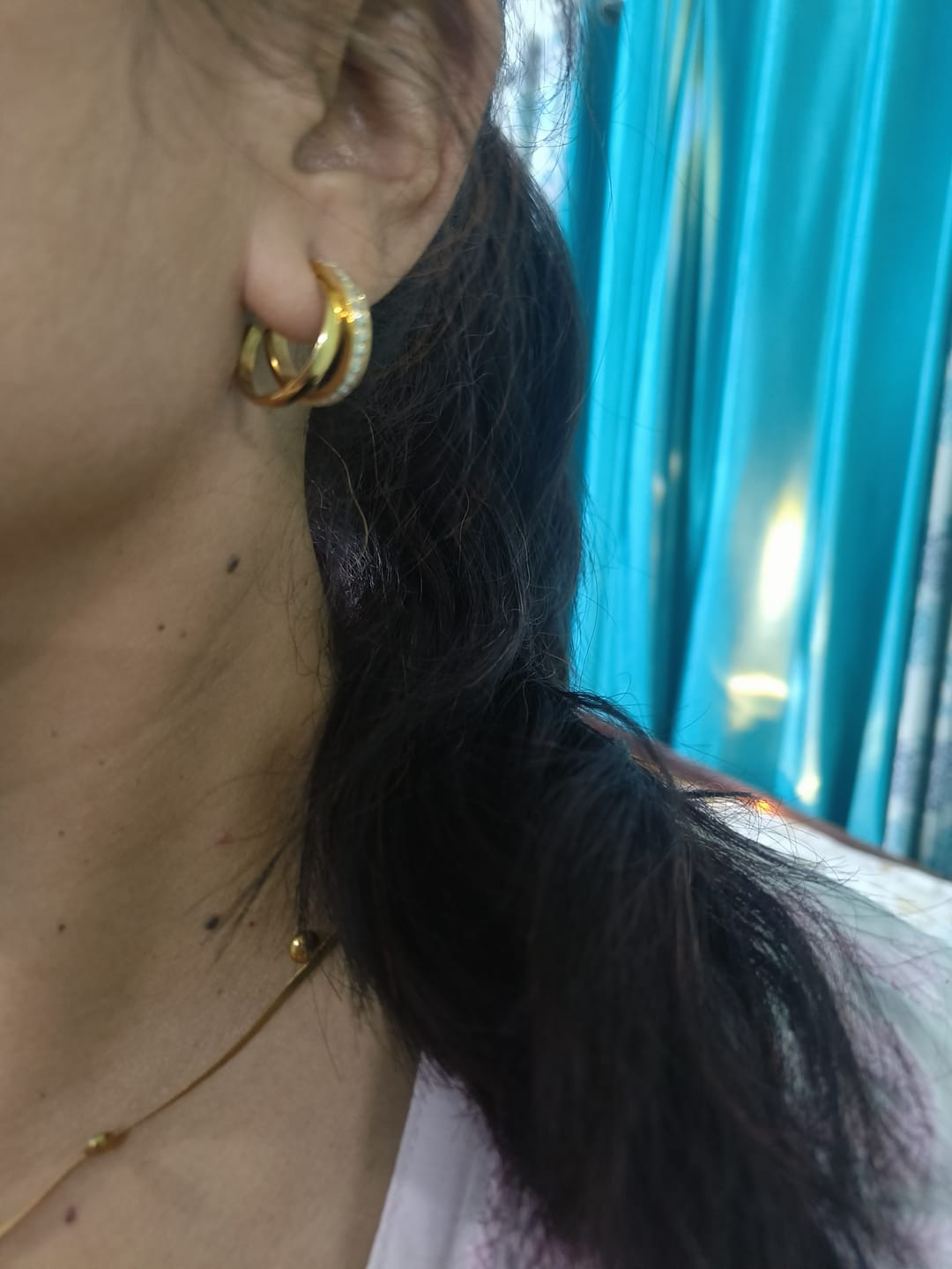 Customer photo review of The Noori Crystal Hoop Earrings