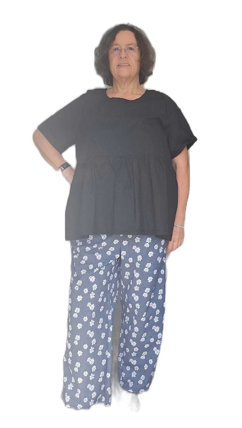 Customer photo review of White Flowers and Polka Dots Polycotton Fabric