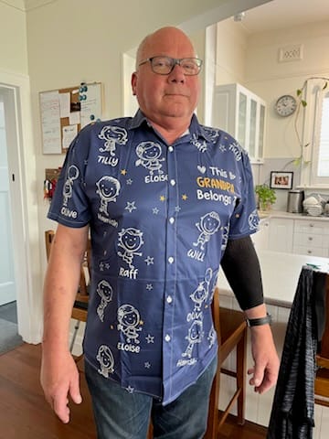 Customer photo review of Personalized Hawaiian Shirt- This Grandpa Belongs To Doodle