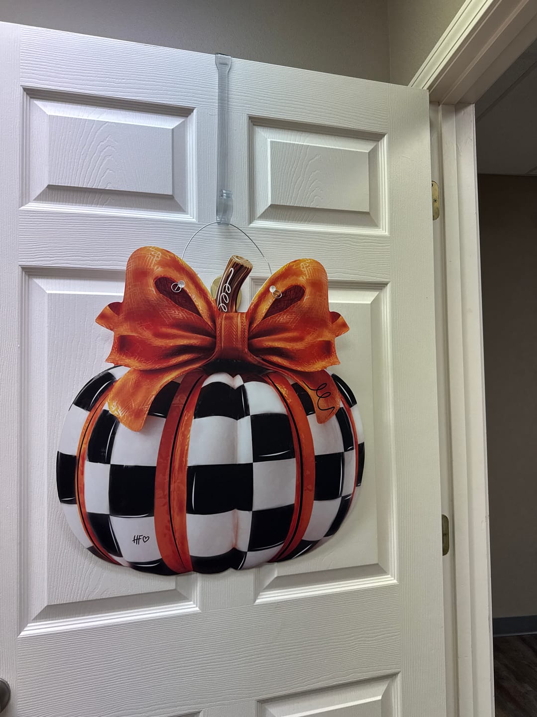 Customer photo review of Elegant Checkered Pumpkin Door Hanger