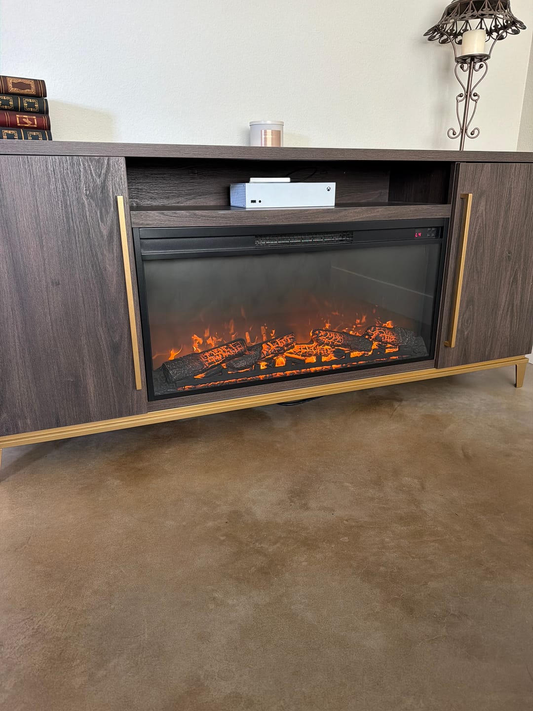 Customer photo review of London 68" White Fireplace TV Stand