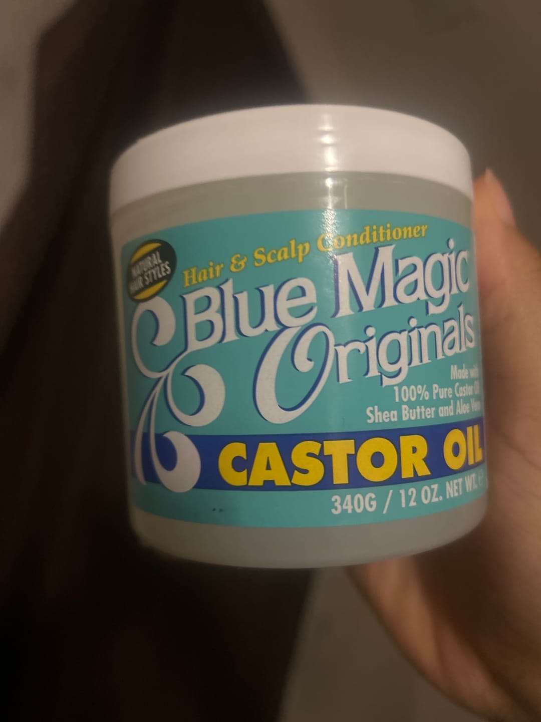 Customer photo review of Blue Magic Originals Hair & Scalp Conditioner Castor Oil | Strengthening & Nourishing – 12 oz