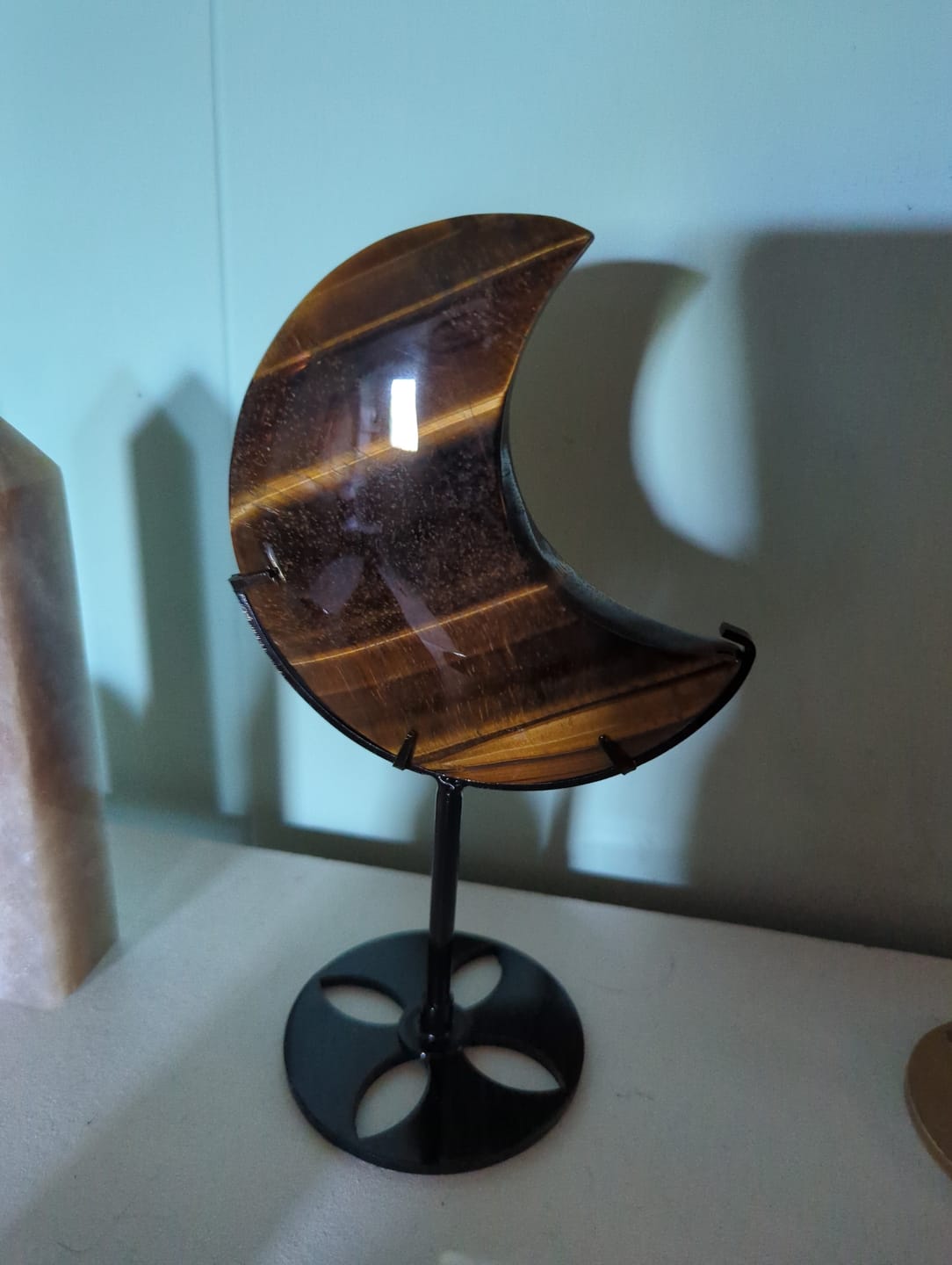 Customer photo review of Unique,Natural Crystal Tiger Eye Moon With Stand