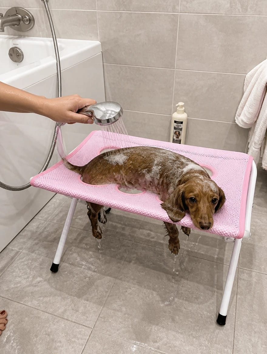 Customer photo review of PawSpa - Den smarta groomingstationen för enklare bad, tassvård och pälsvård hemma.