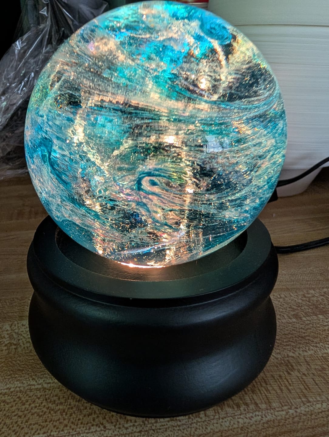 Customer photo review of Dichroic Explosion Orb with Cremation Ash