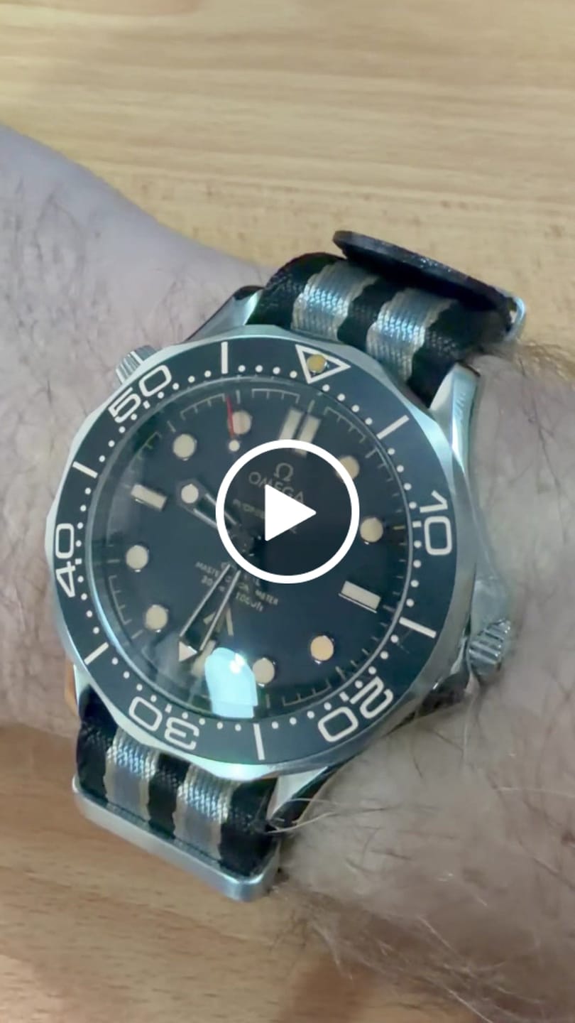 Customer video review of Premium Woven Military Style Watch Strap - Black, Grey and Beige (No Time To Die Strap)
