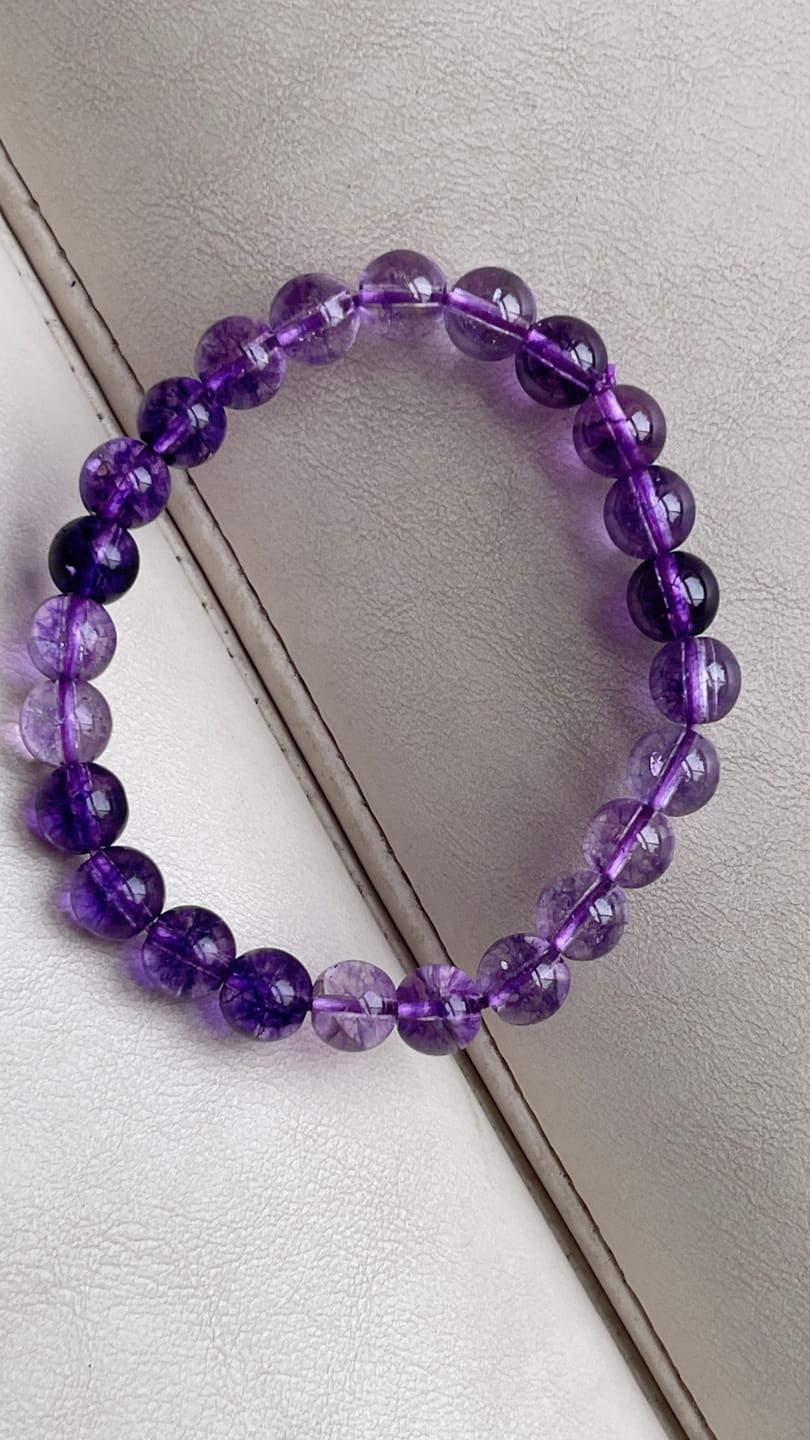 Customer photo review of Natural Amethyst Crystal Bracelet – Vastu Remedy for Peace & Spiritual Growth | 8mm Beads