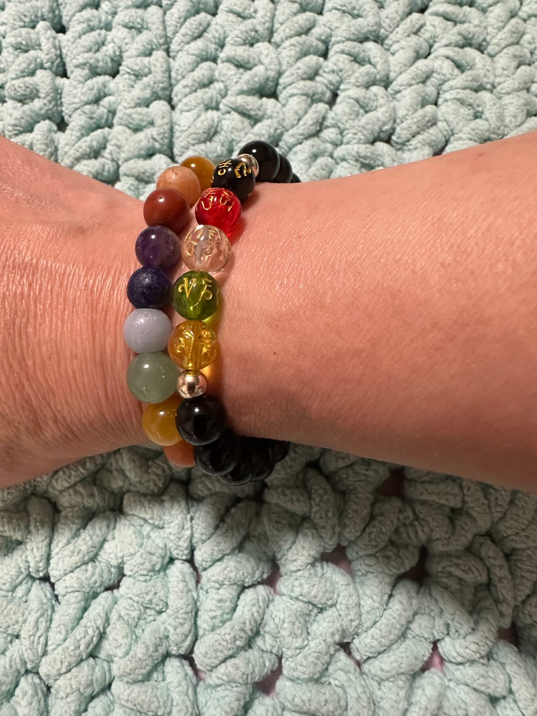 Customer photo review of Capricorn Expansion Bracelet Black Obsidian with Real Gold