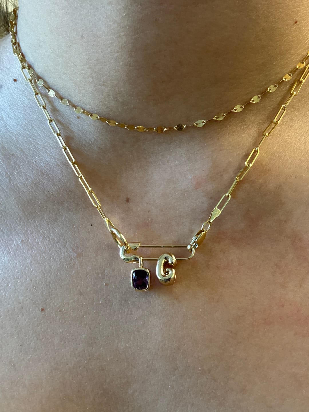 Customer photo review of 14K Single Safety Pin