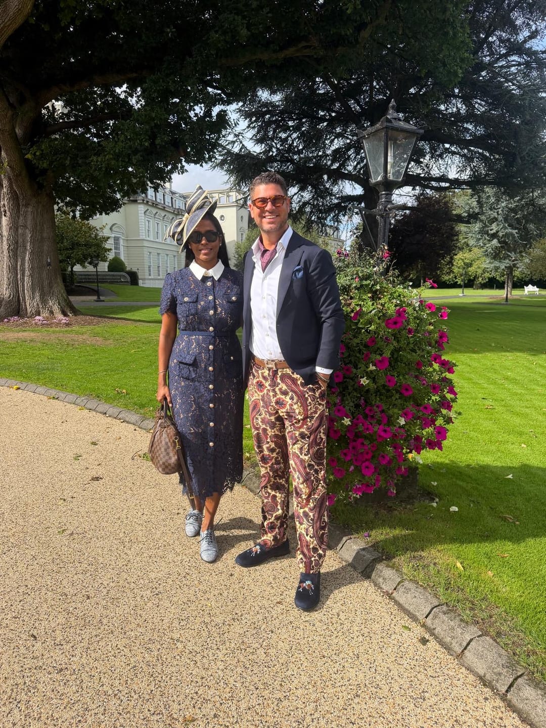 Customer photo review of Floral Lace Midi Dress with Tailored Collar and Belted Waist - Navy