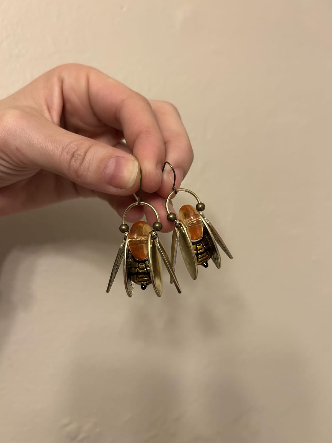 Customer photo review of "Honey Drop" Bee Earrings