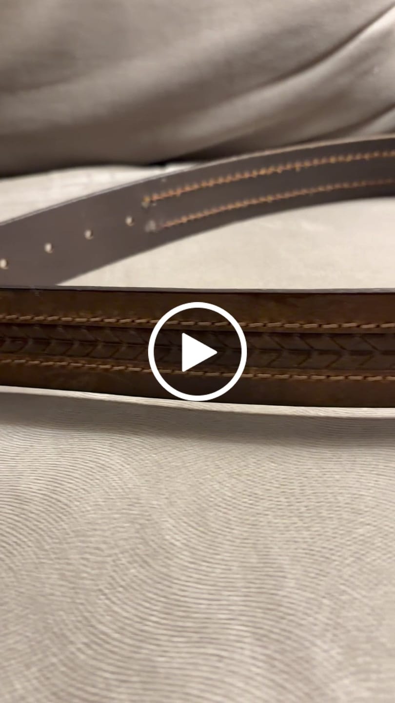 Customer video review of Brown Arrow Patterned 100% Real Distressed Leather Belt
