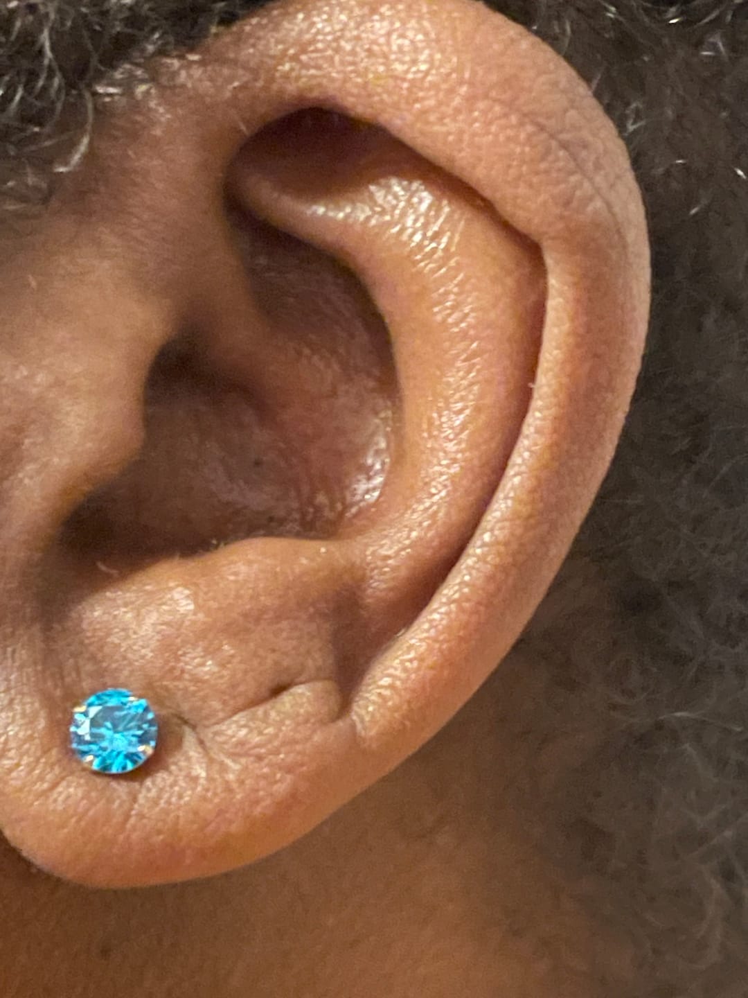 Customer photo review of 10k Yellow Gold Birthstone Stud Earrings with Pushbacks, 5mm, Available in 13 Colors