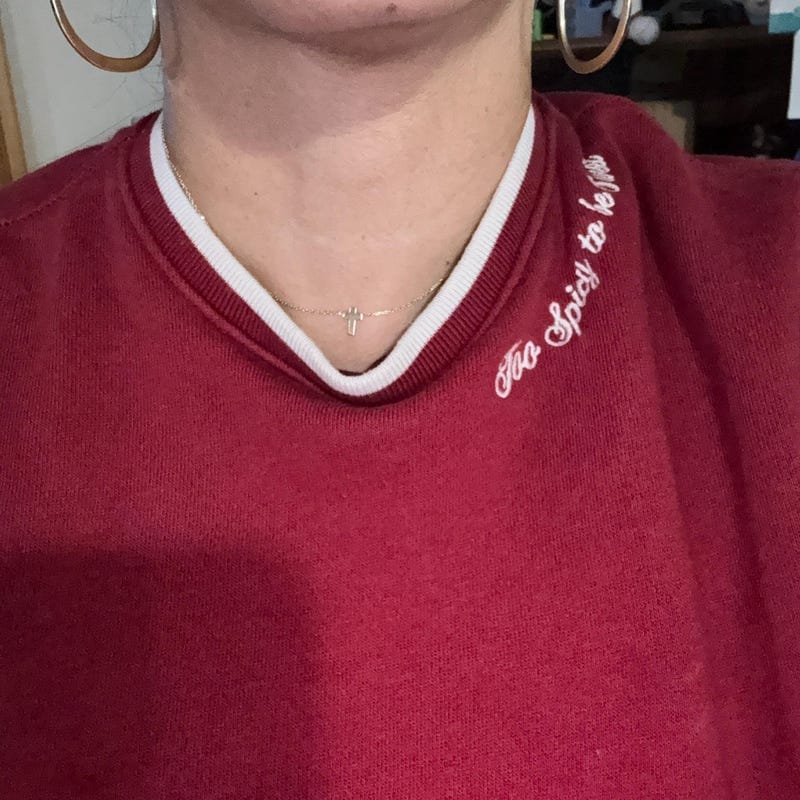 Customer photo review of 14K Gold Cross Necklace