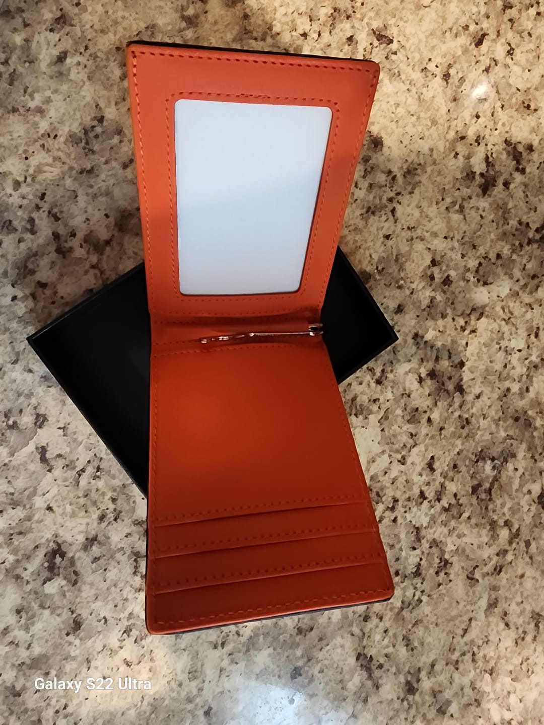 Customer photo review of Geneva Black & Orange Leather Wallet