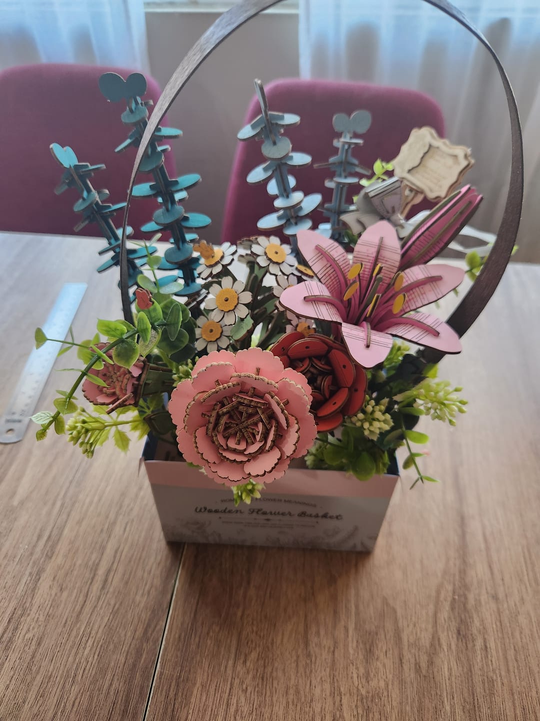 Customer photo review of Wooden Flower Basket - Maqueta de Madera Robotime