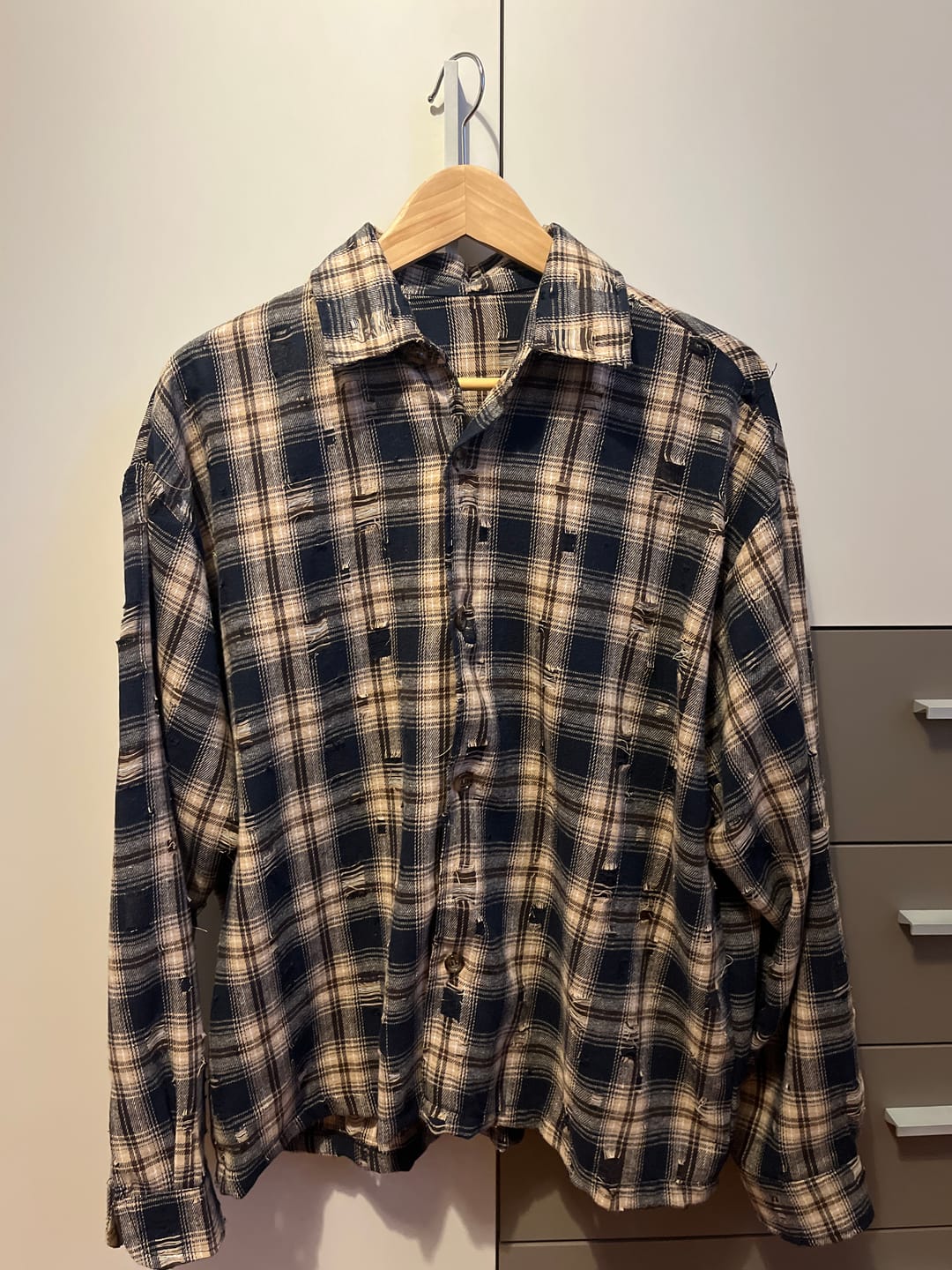 Customer photo review of Distressed Shirt  Navy