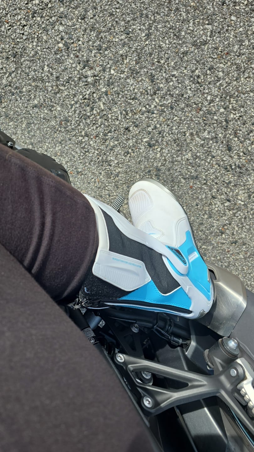 Customer photo review of Allgoal Sky Blue Motorcycle Riding Boots