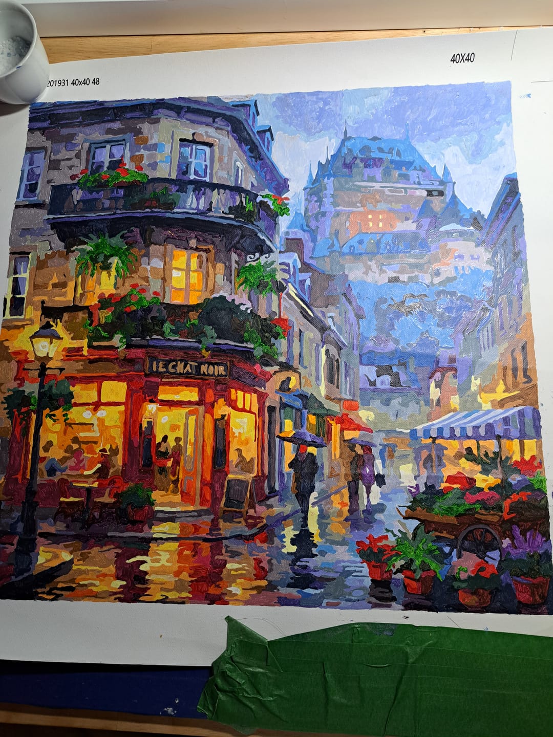 Customer photo review of Quebec Chateau Frontenac Rainy Café (Paint by Numbers)