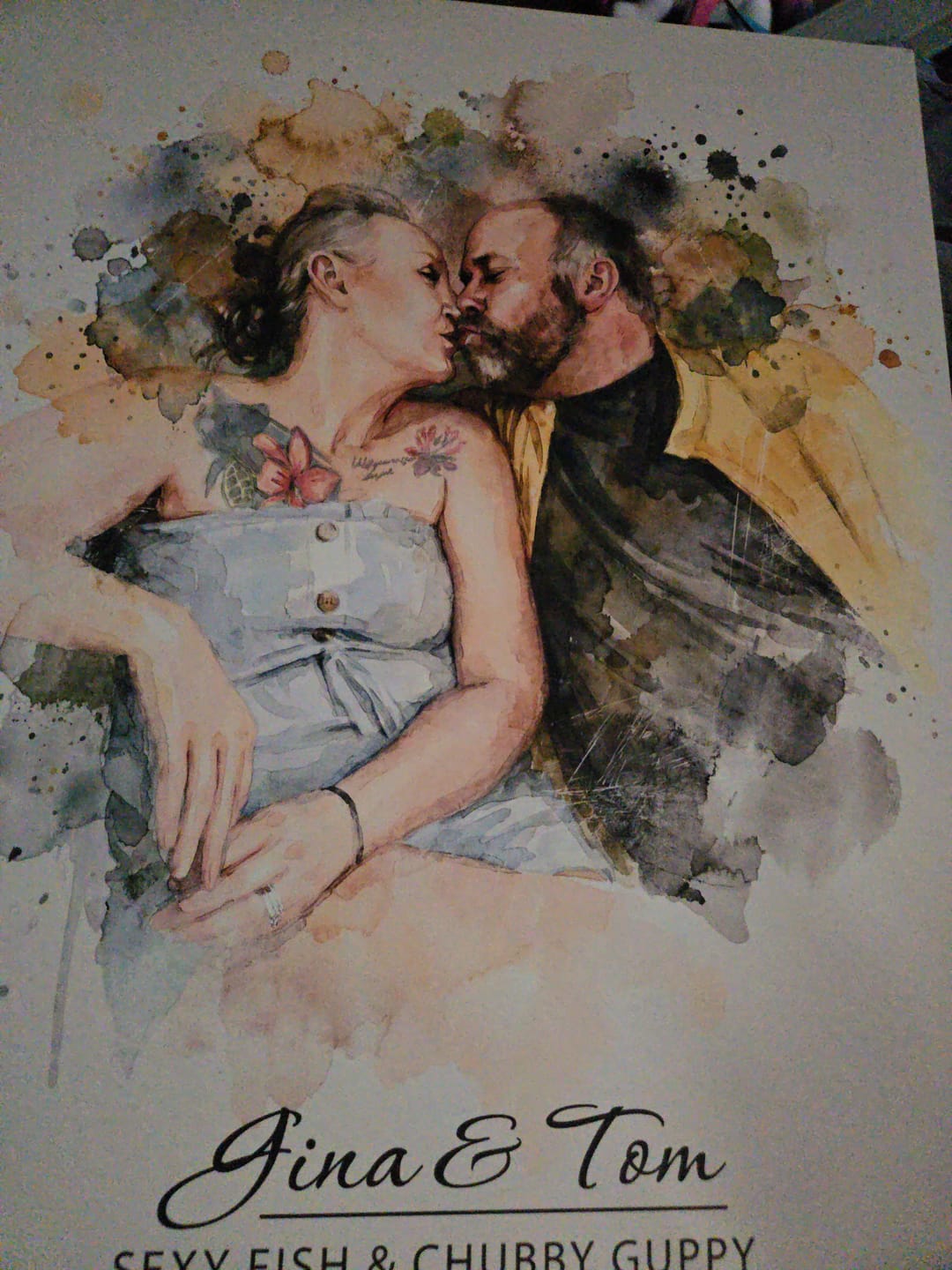Customer photo review of Personalized Watercolor Metal Portrait