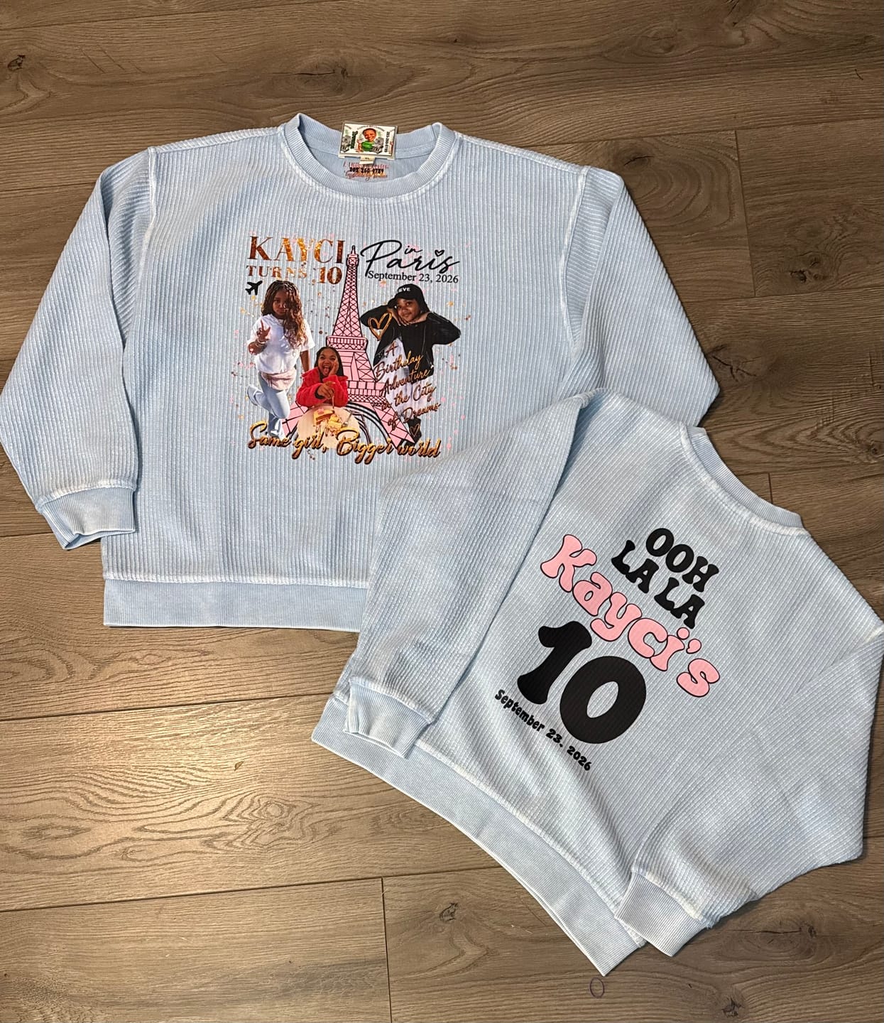 Customer photo review of Adult Oversized Corded Crew Sweatshirt