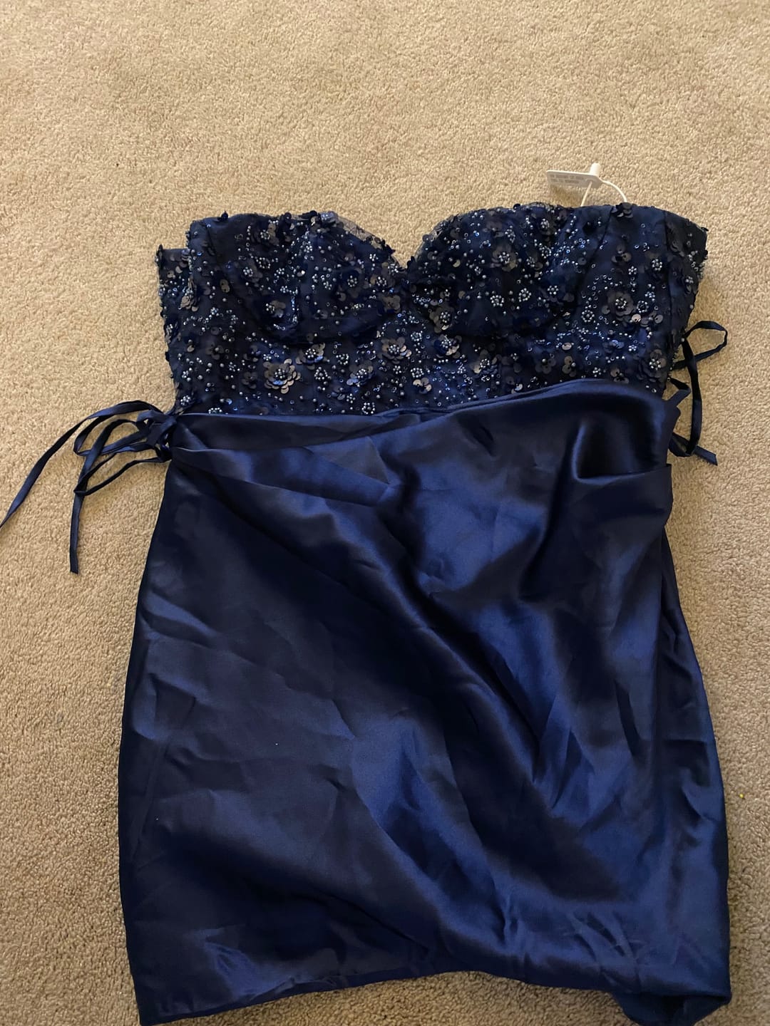 Customer photo review of Strapless Light Pink Beaded Corset Short Dress