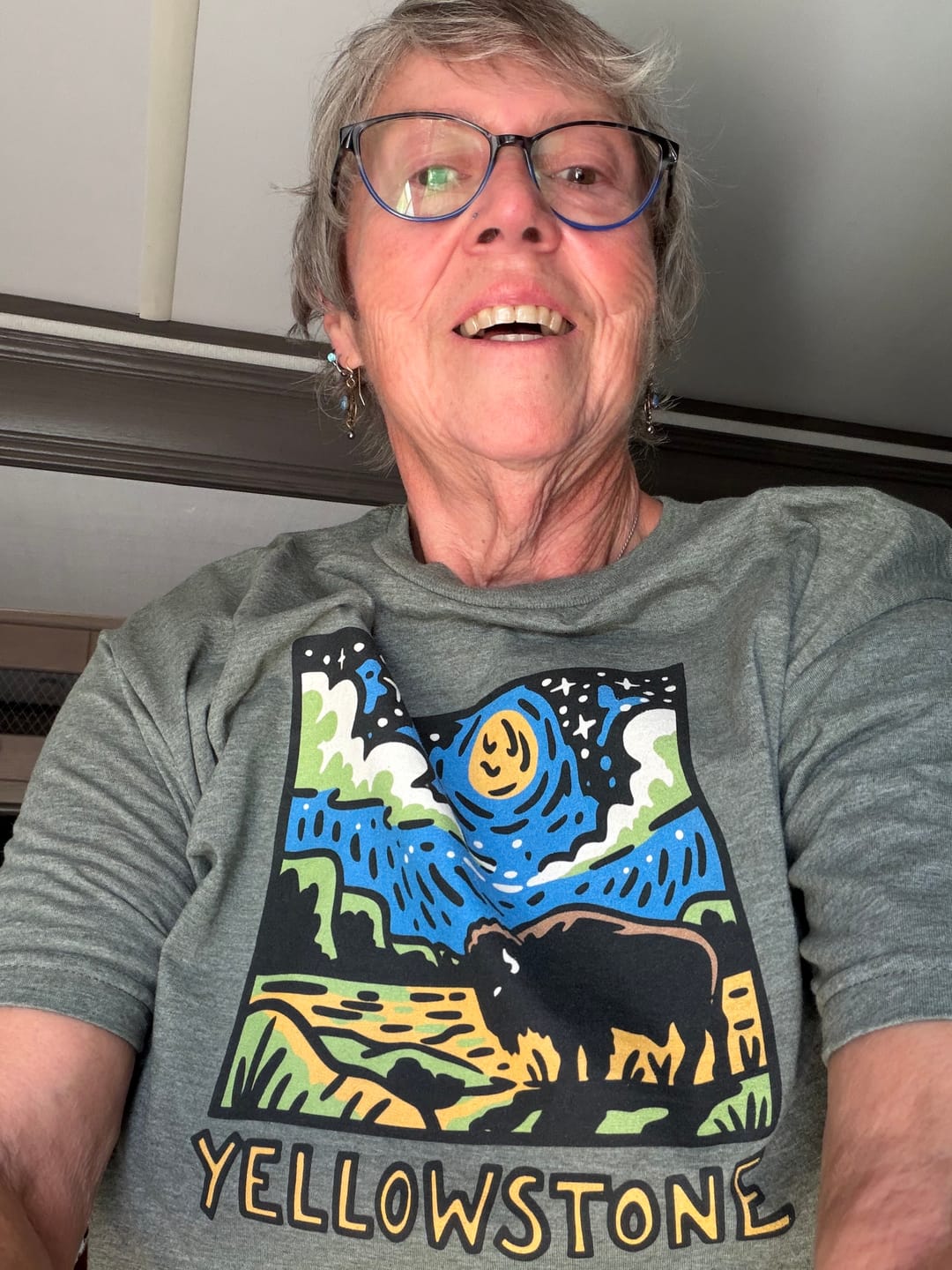 Customer photo review of Yellowstone National Park at Night T-Shirt