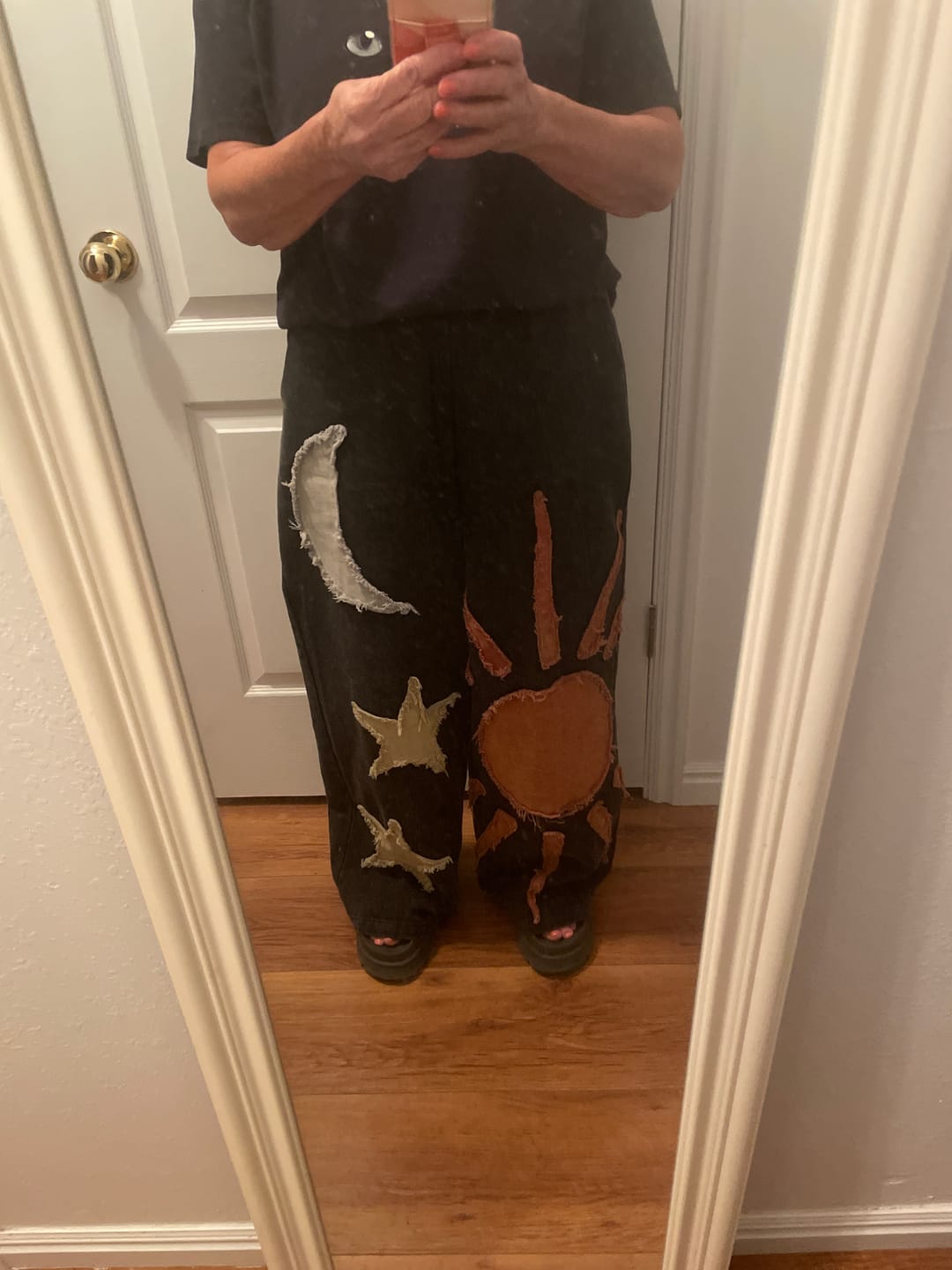 Customer photo review of Summer Solstice Patch Wide Leg Pants