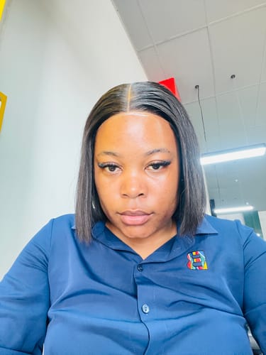 Customer photo review of Vietnamese Super Double Drawn Bone Straight 5x5 Glueless Closure 8" Natural Black Wig