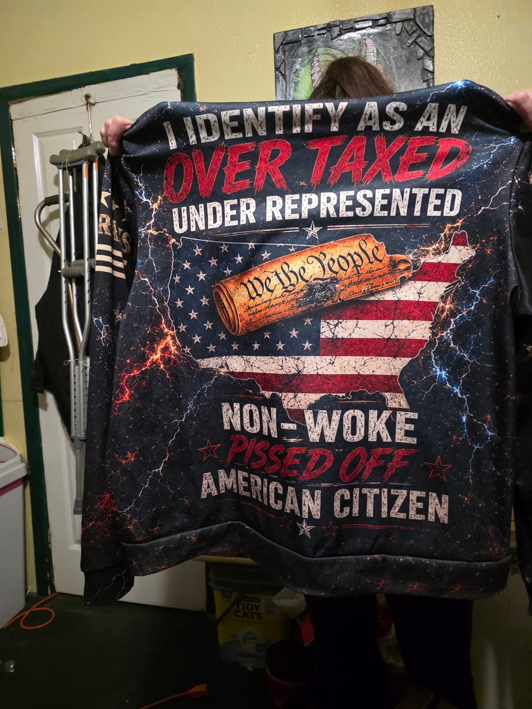 Customer photo review of We The People American Citizen Non Woke Patriotic Eagle American Flag 3D All Over Print T-Shirt And Hoodie