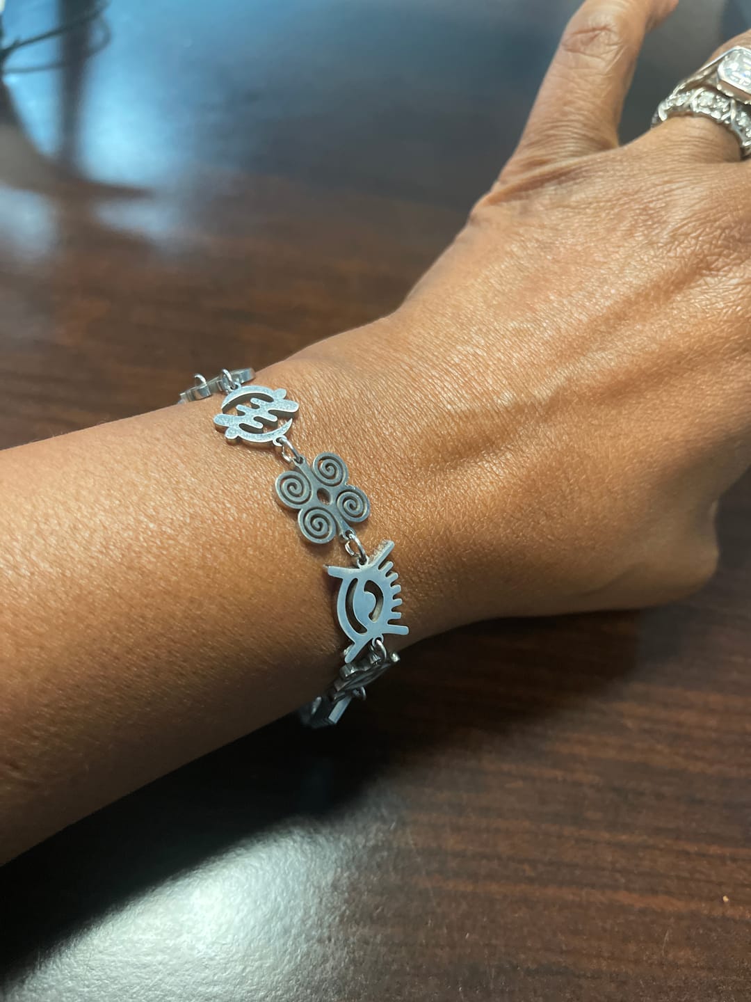 Customer photo review of ADINKRA  LEGACY BRACELET SILVER