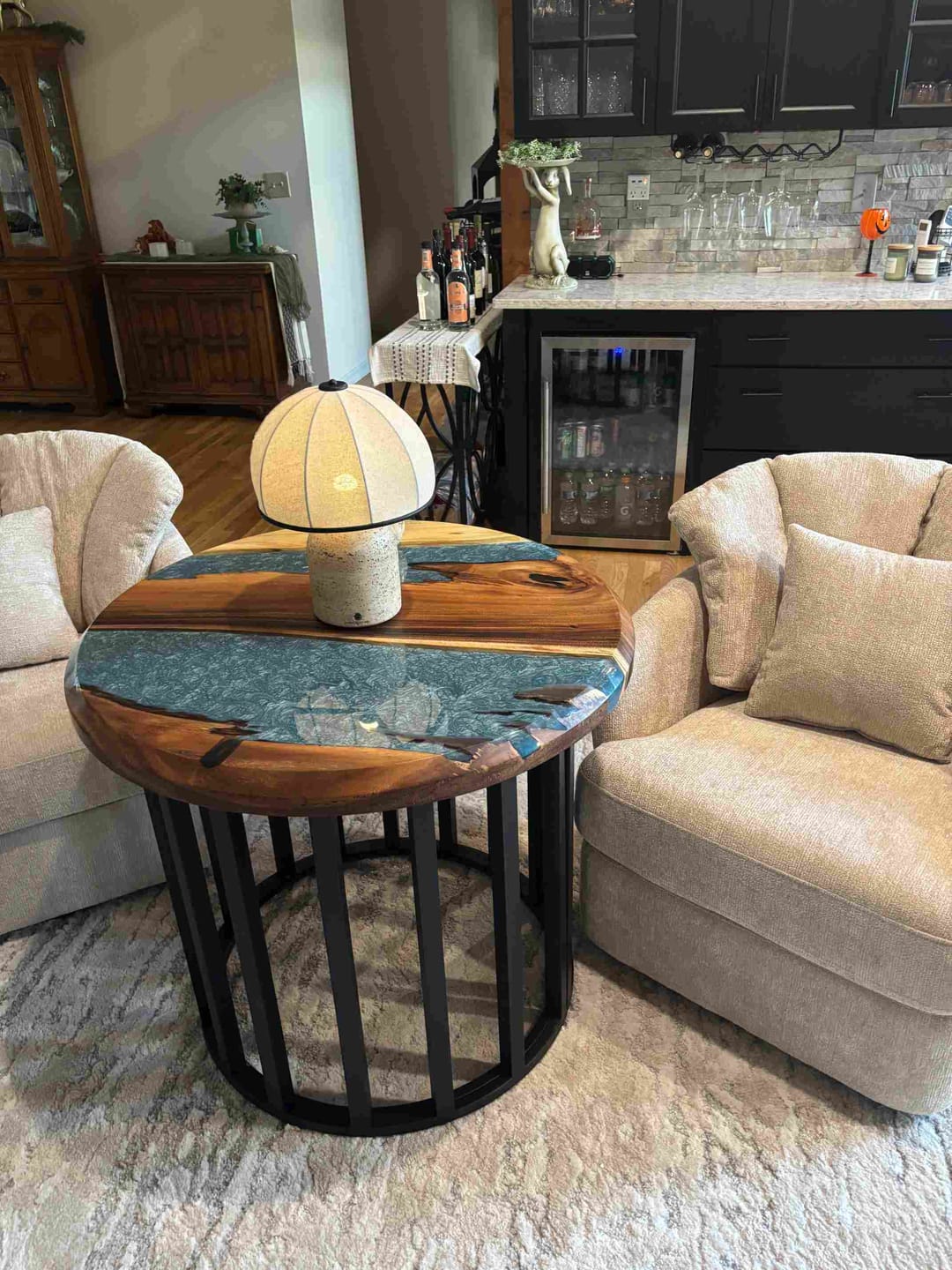 Customer photo review of Foggy Black Resin Walnut Epoxy Dining Table – Perfect for Kitchens & Dining Rooms - A98