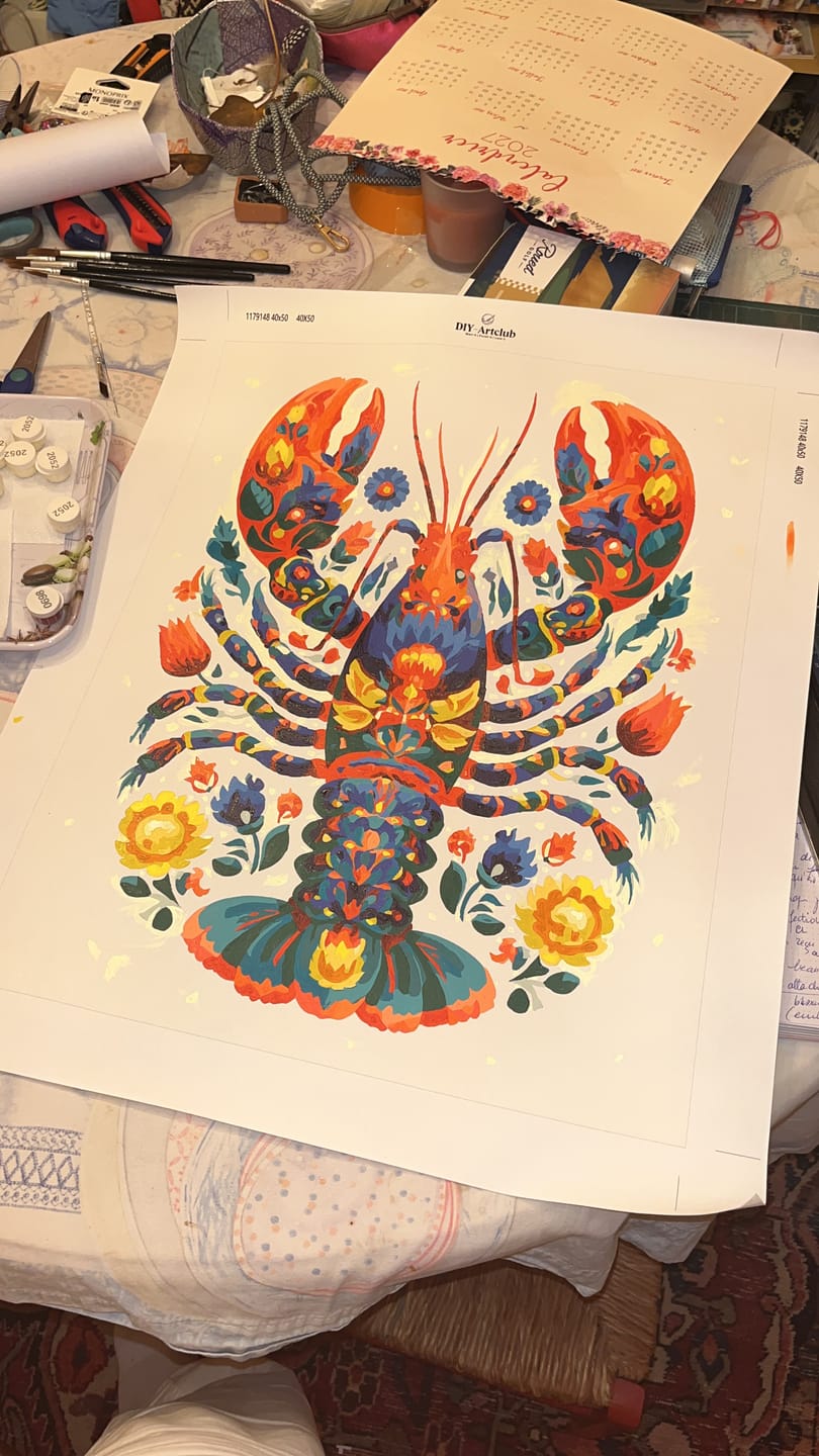 Customer photo review of Polish Style Lobster | Paint by Number