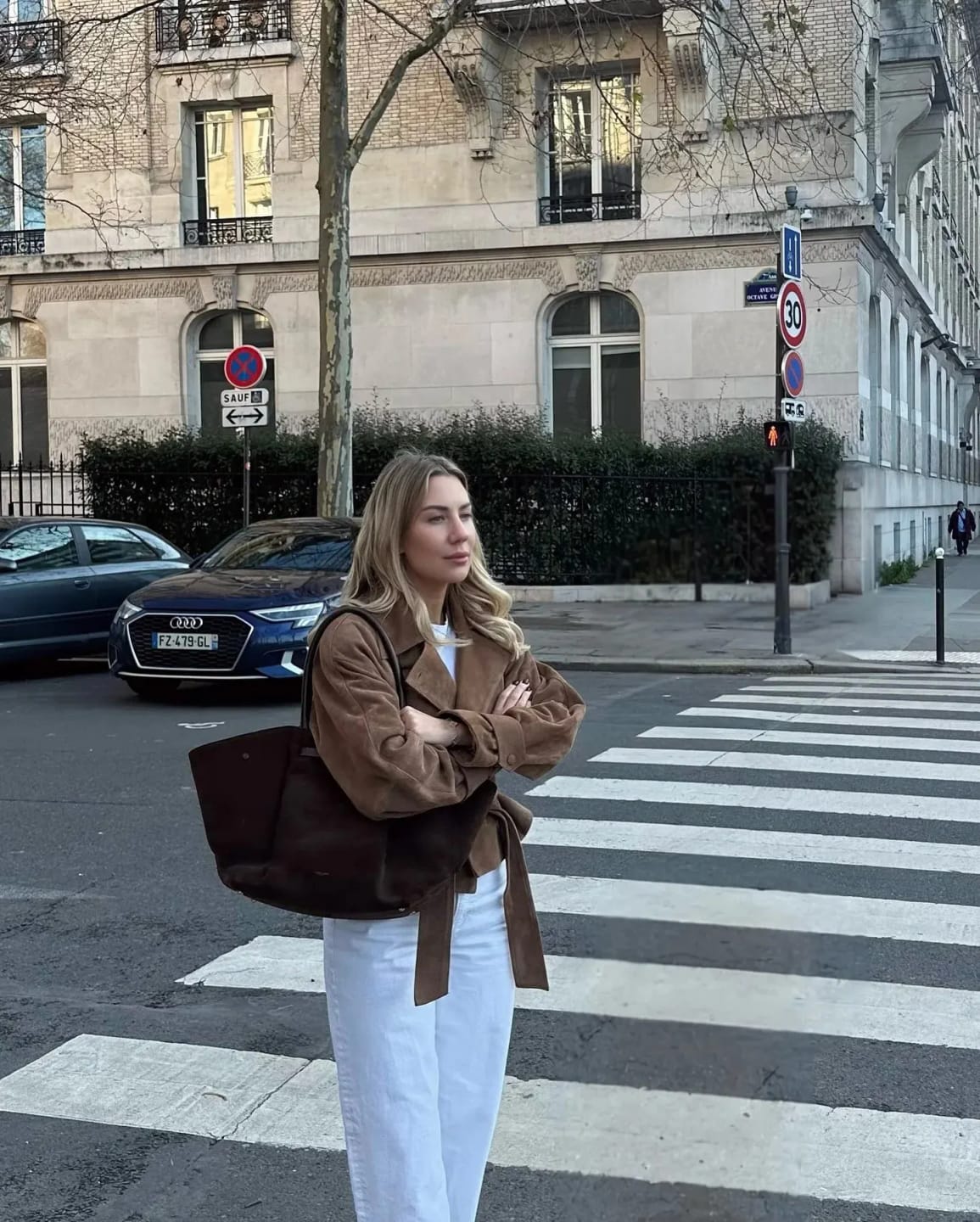 Customer photo review of Ruth Faux Suede Belted Wrap Jacket