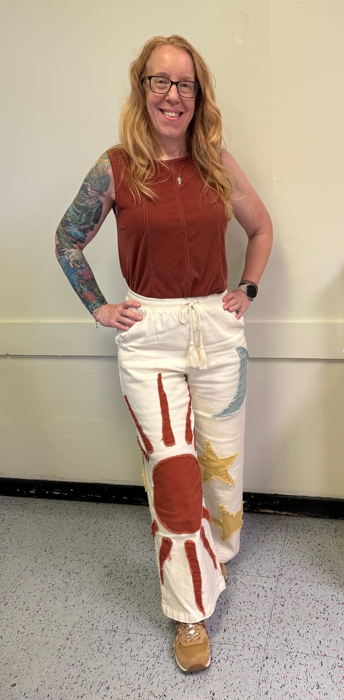 Customer photo review of Summer Solstice Patch Wide Leg Pants