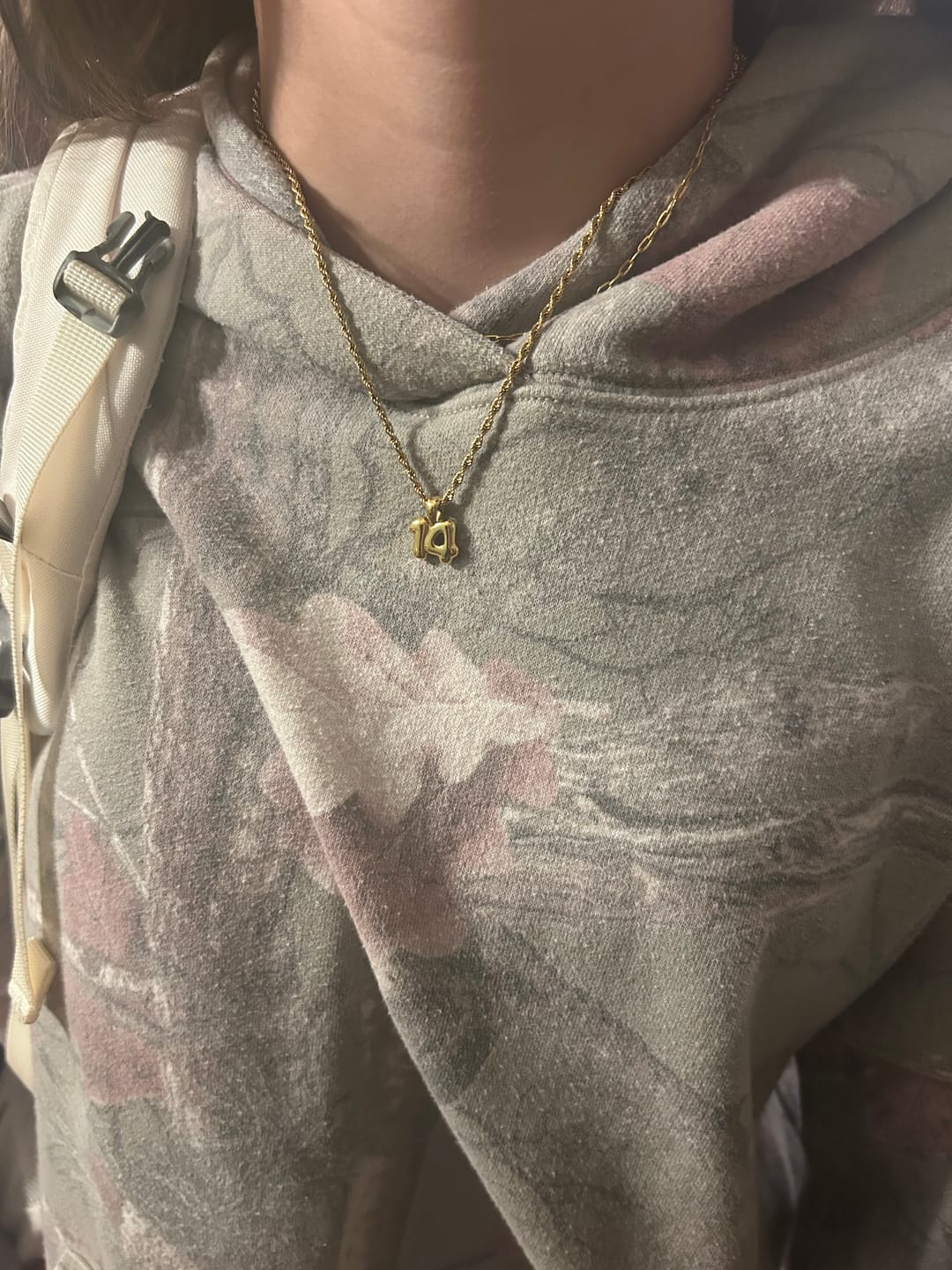 Customer photo review of Bubble Number Necklace