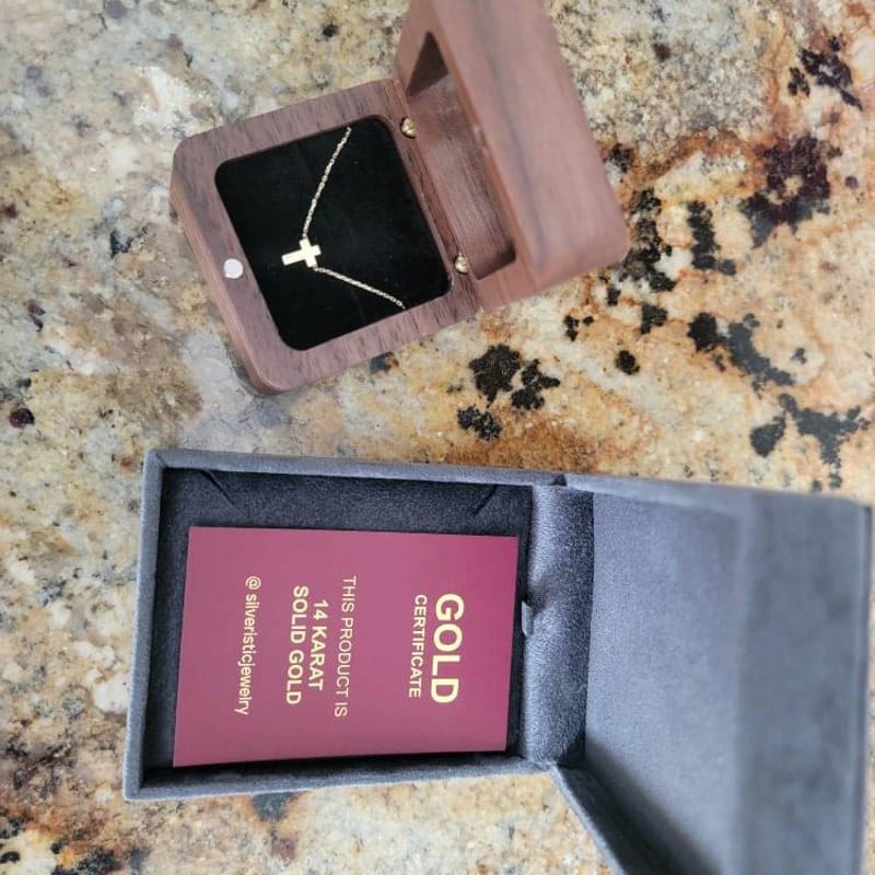 Customer photo review of 14K Gold Cross Necklace