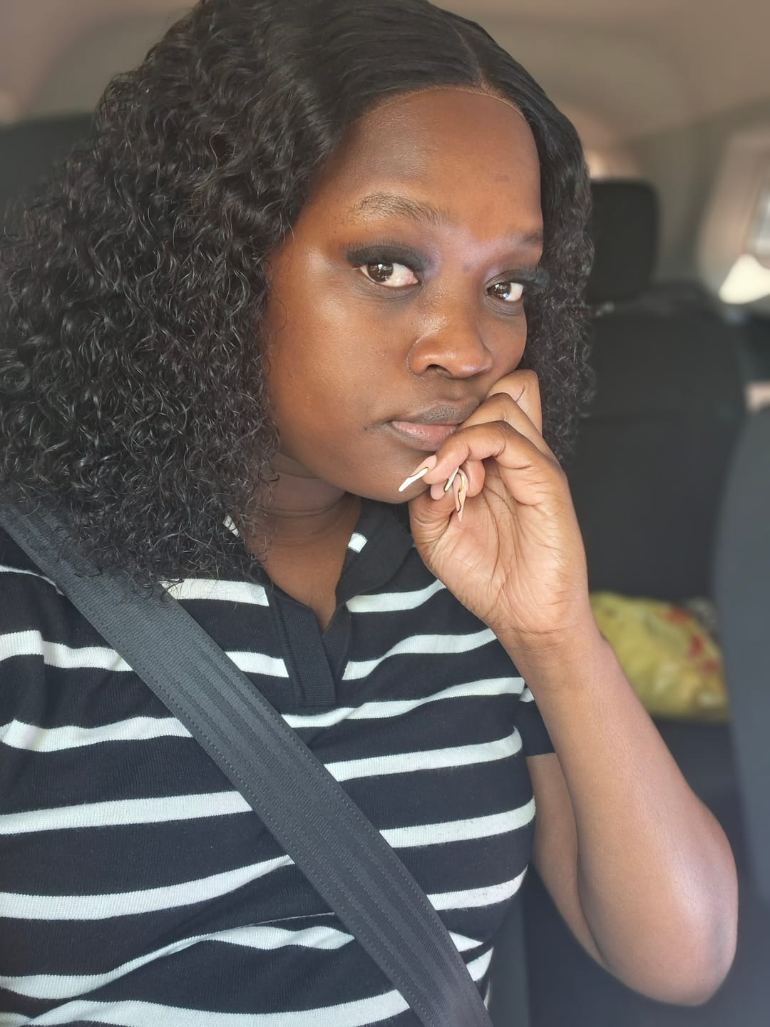 Customer photo review of Combo: The Nandi 5x5 Water Curl Wig 14" + The Kea Vietnamese Bob 10"
